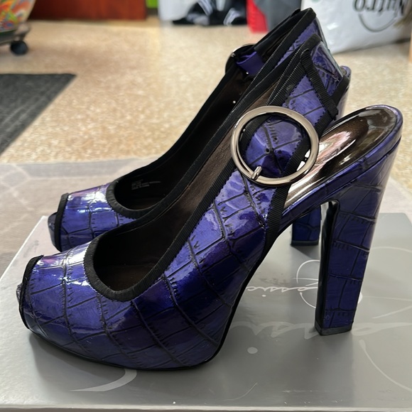 Jessica Simpson Purple Peep Toe Heels - Picture 2 of 11